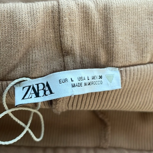 Zara Brown/Pink Biker Shorts/Skort. Size Large. Ribbed Biker Shorts with Skirt. - Picture 9 of 11